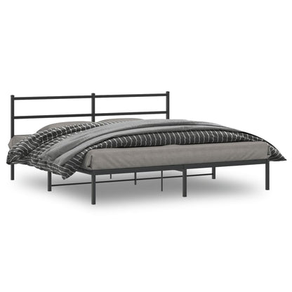 Bedframe Metaal 180 x 200 cm Zwart met hoofdbord