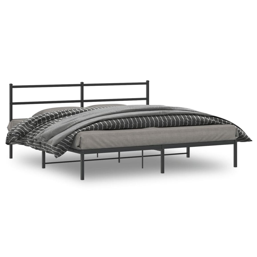 Bedframe Metaal 180 x 200 cm Zwart met hoofdbord