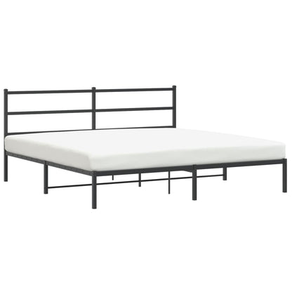 Bedframe Metaal 193 x 203 cm Zwart met hoofdbord