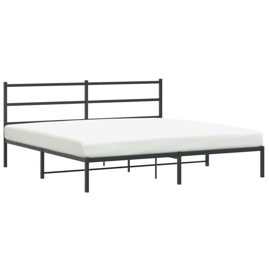 Bedframe Metaal 193 x 203 cm Zwart met hoofdbord