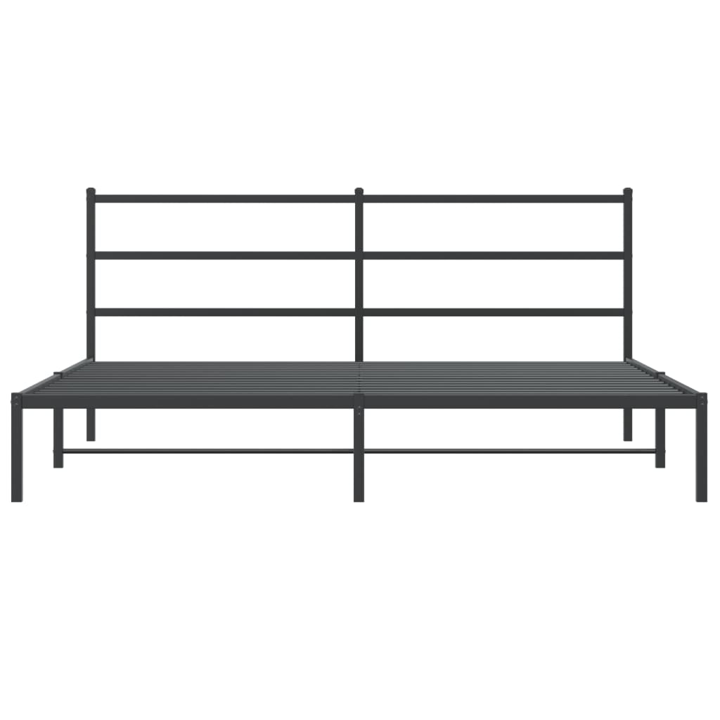 Bedframe Metaal 193 x 203 cm Zwart met hoofdbord