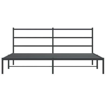 Bedframe Metaal 193 x 203 cm Zwart met hoofdbord