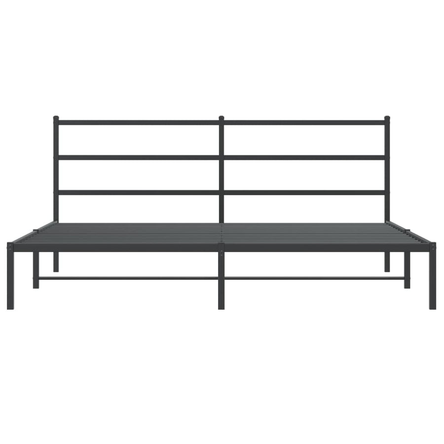 Bedframe Metaal 193 x 203 cm Zwart met hoofdbord
