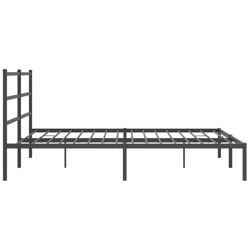 Bedframe Metaal 193 x 203 cm Zwart met hoofdbord