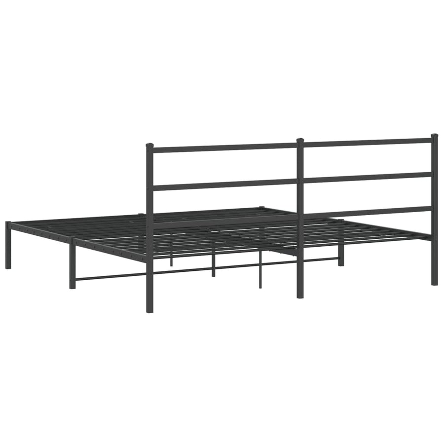 Bedframe Metaal 193 x 203 cm Zwart met hoofdbord