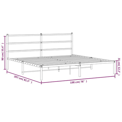 Bedframe Metaal 193 x 203 cm Zwart met hoofdbord