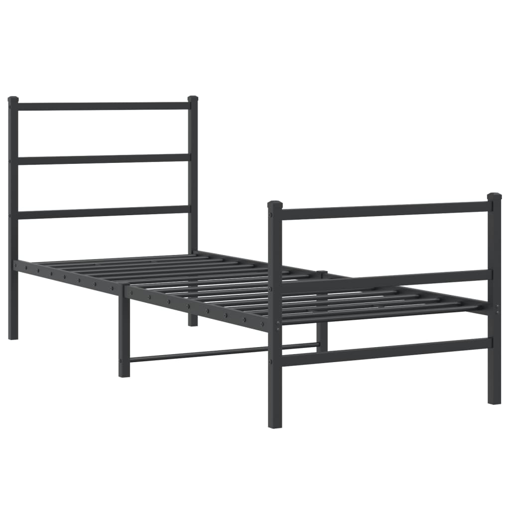 Bedframe Met Hoofd- En Voeteneinde Metaal 80 x 200 cm Zwart met hoofdbord & voetbord