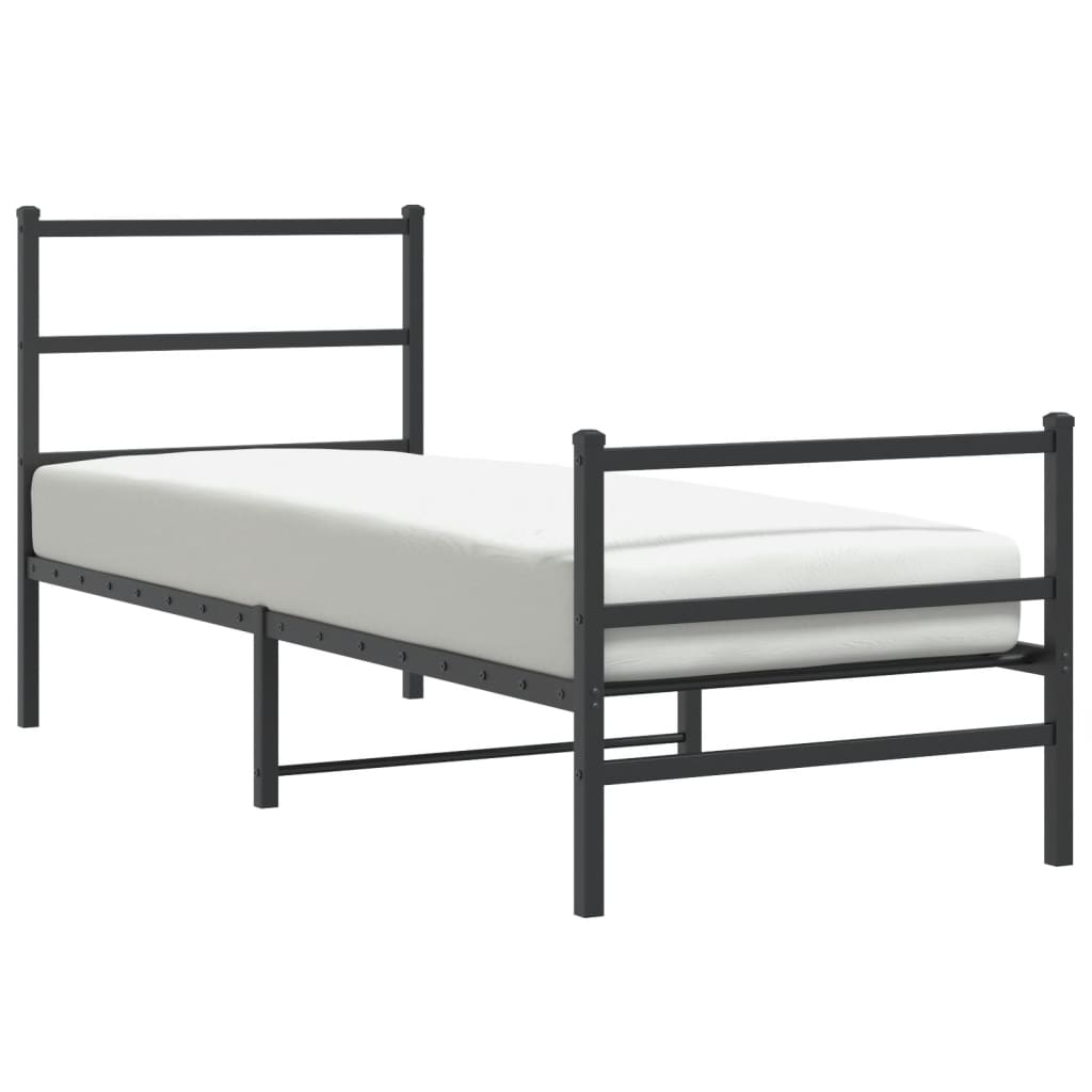 Bedframe Met Hoofd- En Voeteneinde Metaal 80 x 200 cm Zwart met hoofdbord & voetbord