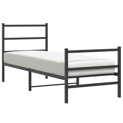 Bedframe Met Hoofd- En Voeteneinde Metaal 80 x 200 cm Zwart met hoofdbord & voetbord