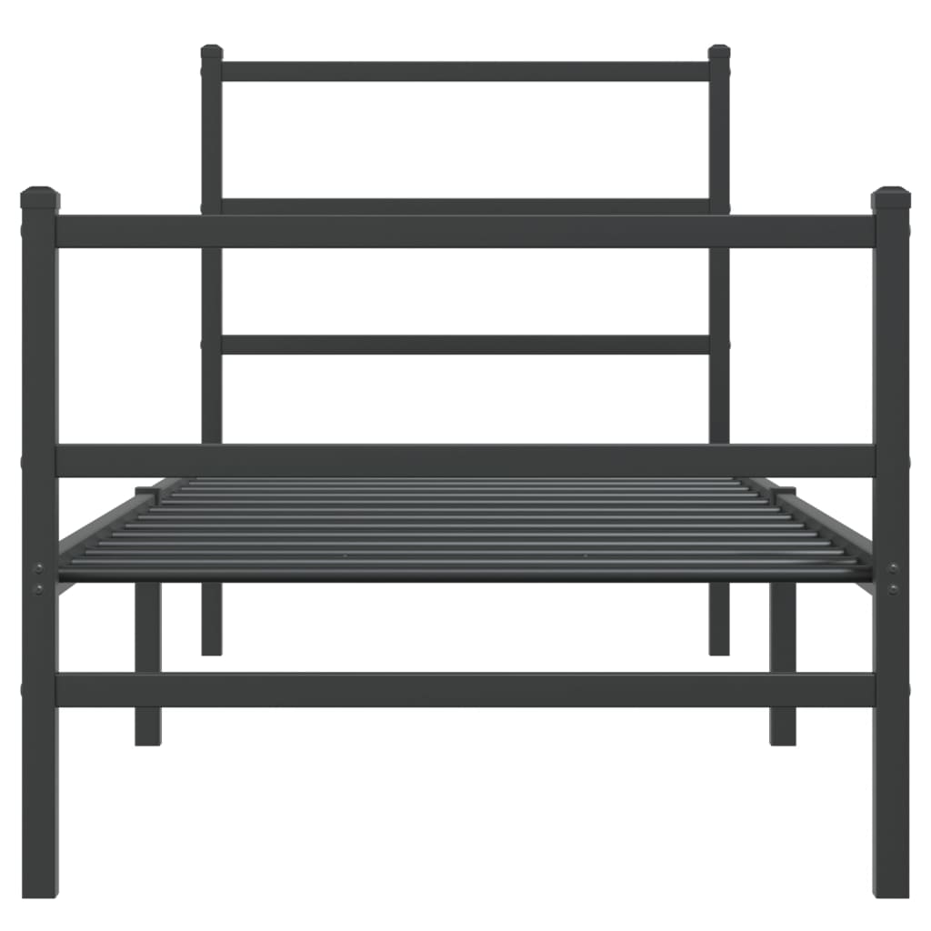 Bedframe Met Hoofd- En Voeteneinde Metaal 80 x 200 cm Zwart met hoofdbord & voetbord