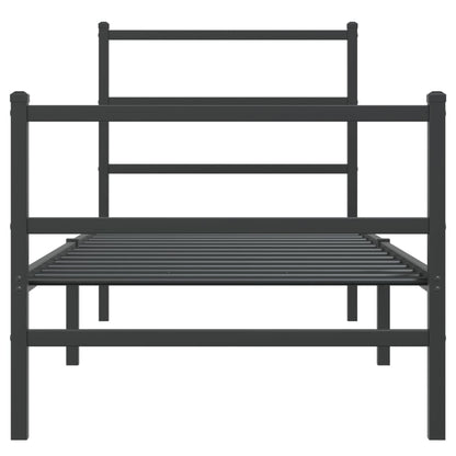 Bedframe Met Hoofd- En Voeteneinde Metaal 80 x 200 cm Zwart met hoofdbord & voetbord