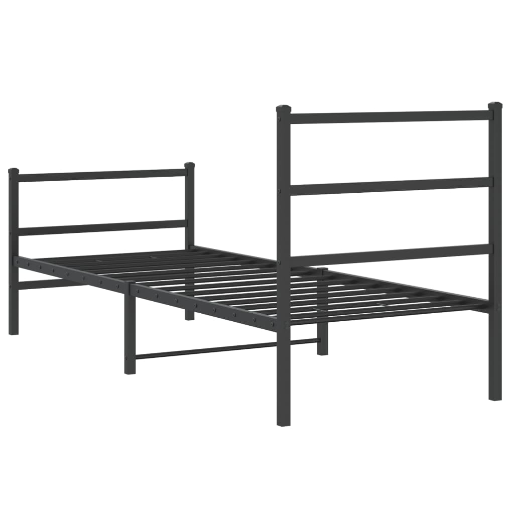 Bedframe Met Hoofd- En Voeteneinde Metaal 80 x 200 cm Zwart met hoofdbord & voetbord