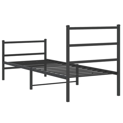 Bedframe Met Hoofd- En Voeteneinde Metaal 80 x 200 cm Zwart met hoofdbord & voetbord