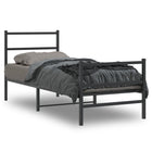 Bedframe Met Hoofd- En Voeteneinde Metaal 80 x 200 cm Zwart met hoofdbord & voetbord