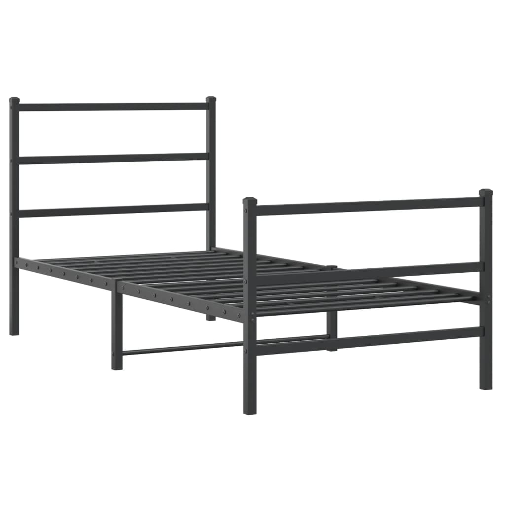 Bedframe Met Hoofd- En Voeteneinde Metaal 90 x 190 cm Zwart met hoofdbord & voetbord