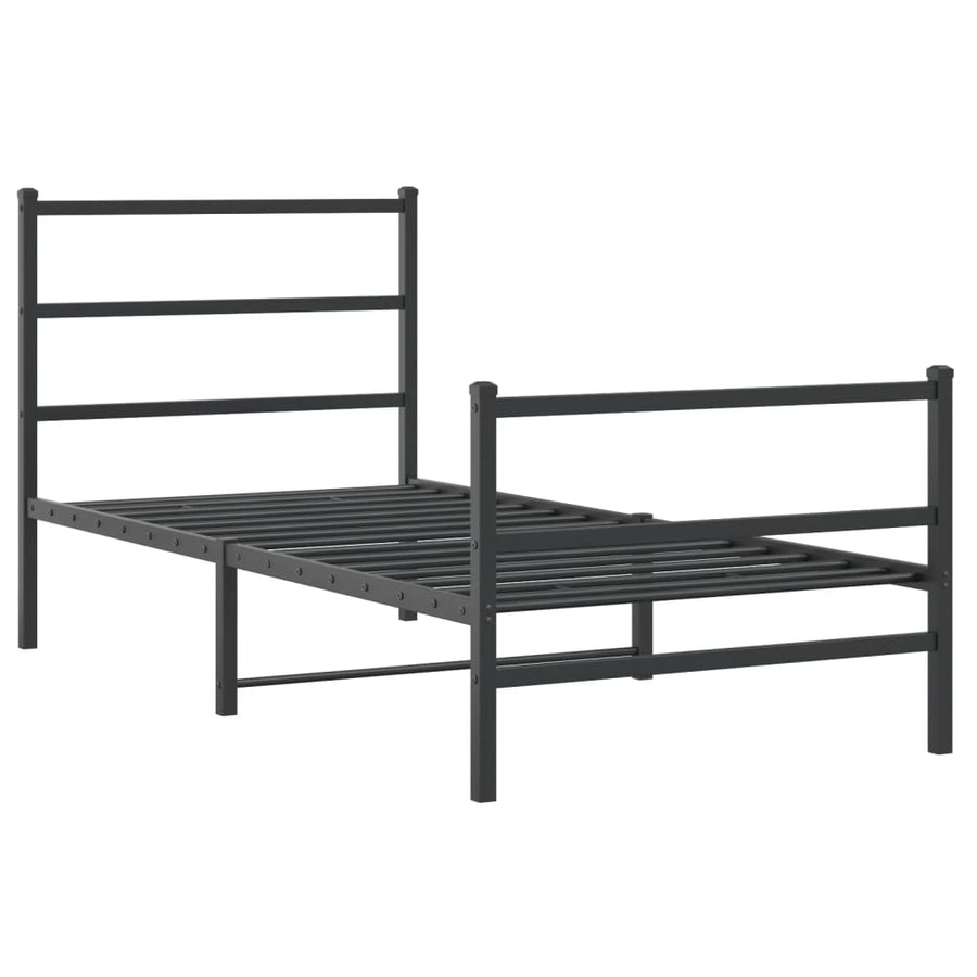Bedframe Met Hoofd- En Voeteneinde Metaal 90 x 190 cm Zwart met hoofdbord & voetbord