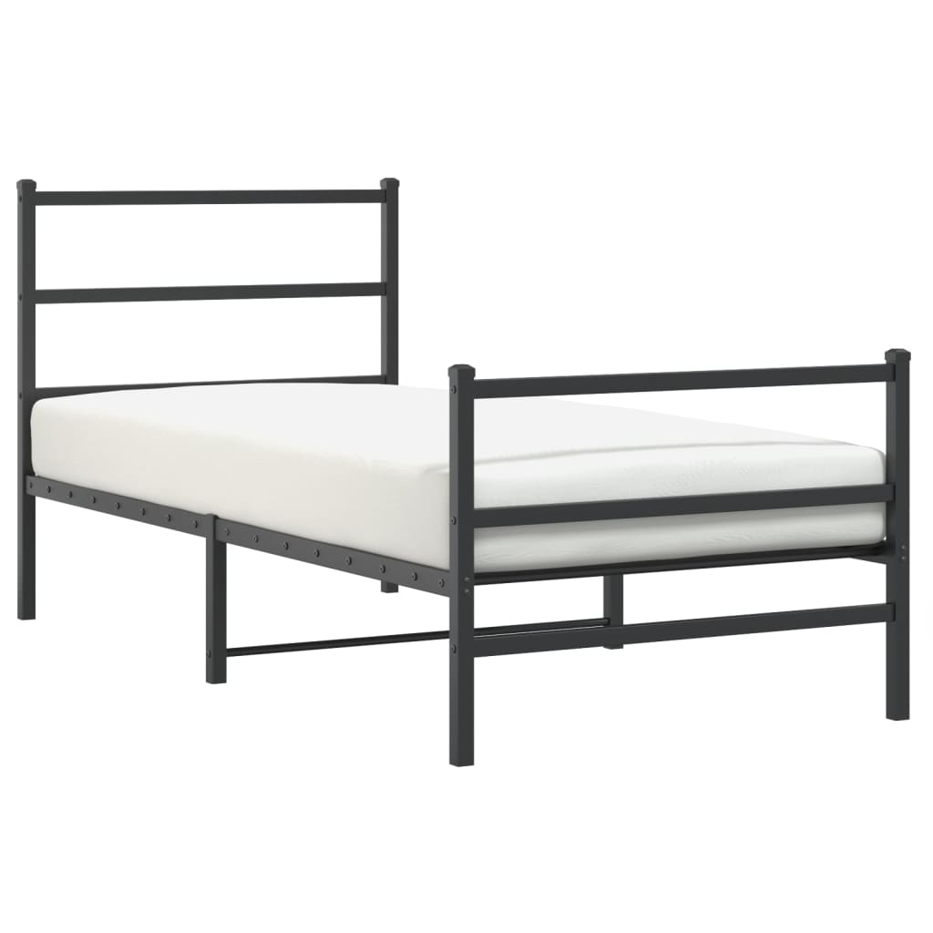 Bedframe Met Hoofd- En Voeteneinde Metaal 90 x 190 cm Zwart met hoofdbord & voetbord