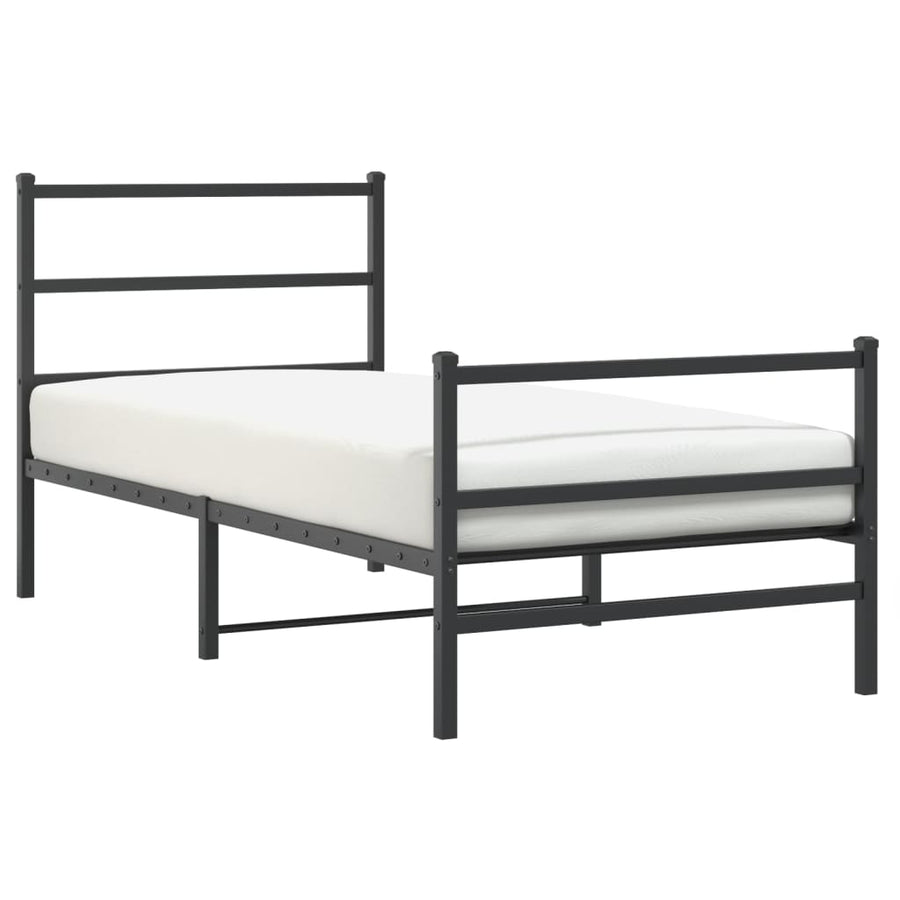 Bedframe Met Hoofd- En Voeteneinde Metaal 90 x 190 cm Zwart met hoofdbord & voetbord
