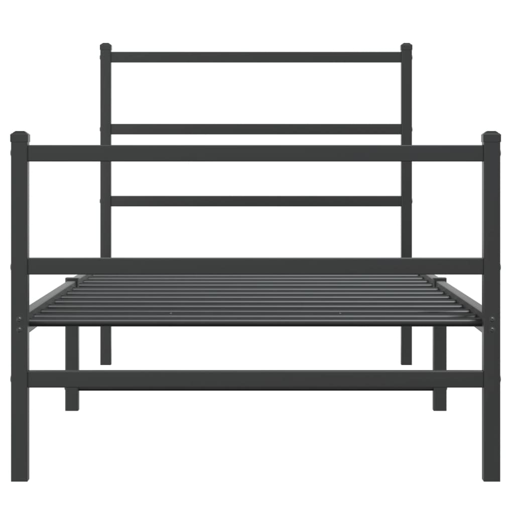 Bedframe Met Hoofd- En Voeteneinde Metaal 90 x 190 cm Zwart met hoofdbord & voetbord