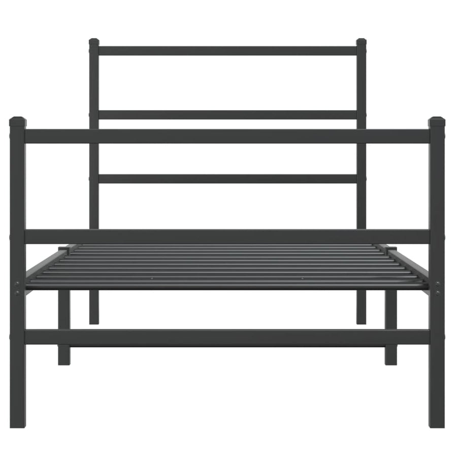 Bedframe Met Hoofd- En Voeteneinde Metaal 90 x 190 cm Zwart met hoofdbord & voetbord