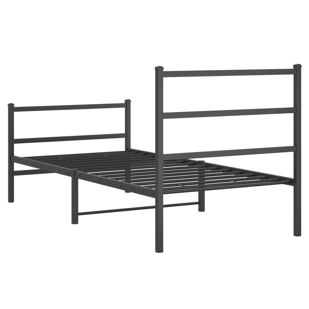 Bedframe Met Hoofd- En Voeteneinde Metaal 90 x 190 cm Zwart met hoofdbord & voetbord