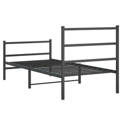 Bedframe Met Hoofd- En Voeteneinde Metaal 90 x 190 cm Zwart met hoofdbord & voetbord