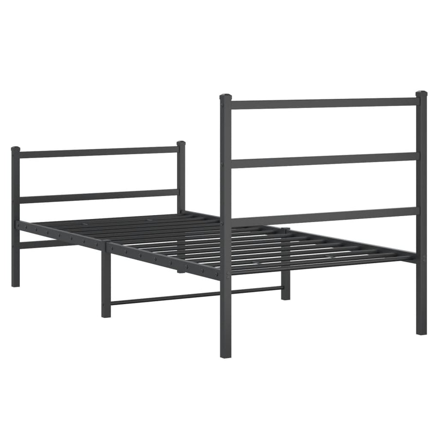 Bedframe Met Hoofd- En Voeteneinde Metaal 90 x 190 cm Zwart met hoofdbord & voetbord