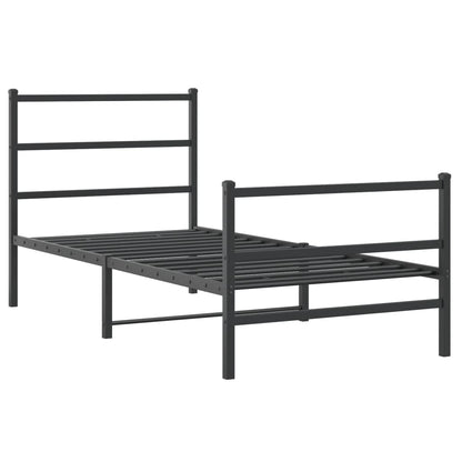 Bedframe Met Hoofd- En Voeteneinde Metaal 90 x 200 cm Zwart