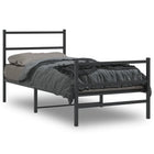 Bed frame with headboard and footboard metal black 90x200 cm