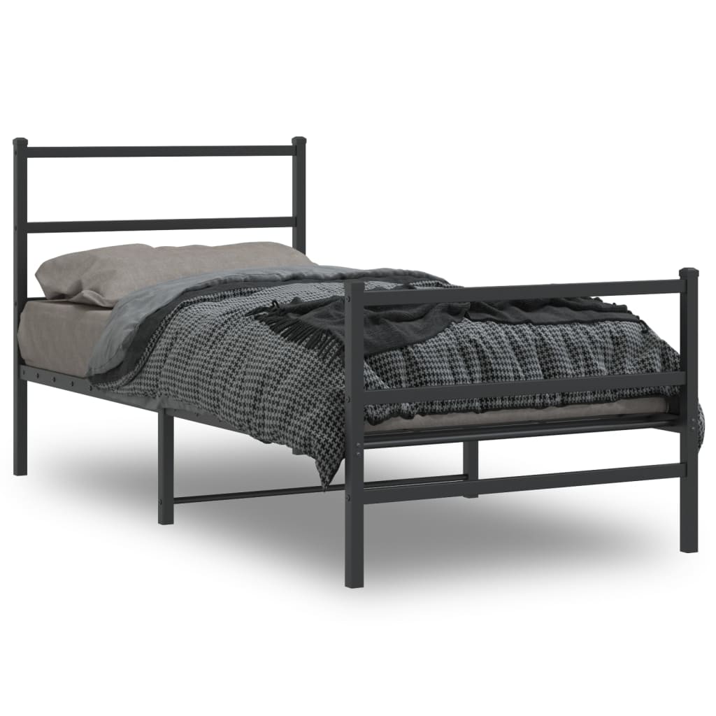 Bedframe Met Hoofd- En Voeteneinde Metaal 90 x 200 cm Zwart