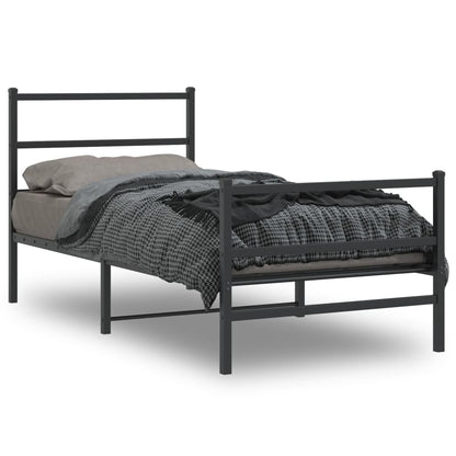 Bedframe Met Hoofd- En Voeteneinde Metaal 90 x 200 cm Zwart