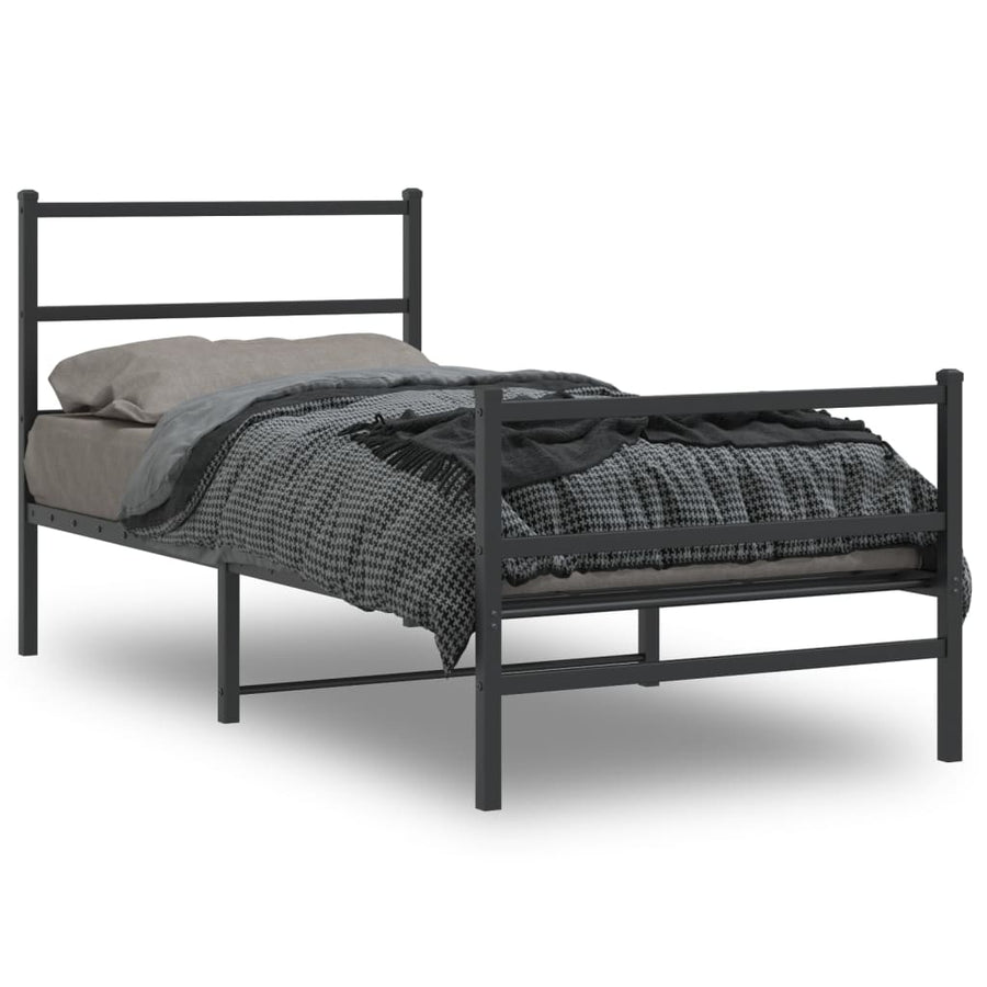 Bedframe Met Hoofd- En Voeteneinde Metaal 90 x 200 cm Zwart