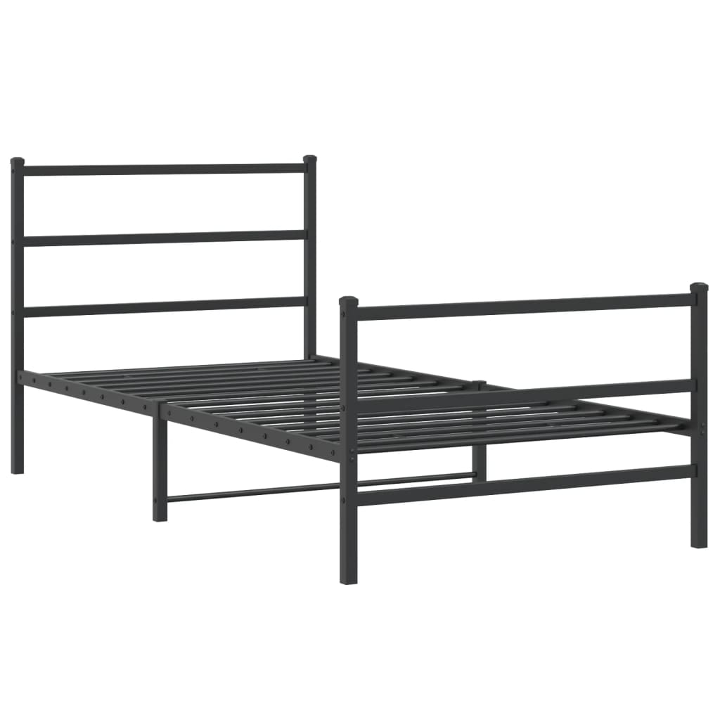Bedframe Met Hoofd- En Voeteneinde Metaal 100 x 190 cm Zwart met hoofdbord & voetbord