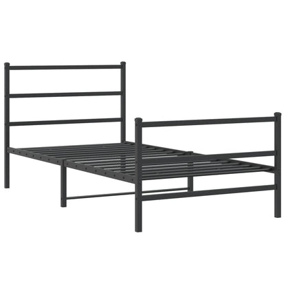 Bedframe Met Hoofd- En Voeteneinde Metaal 100 x 190 cm Zwart met hoofdbord & voetbord