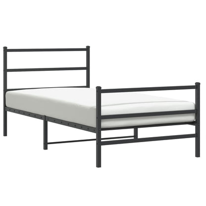 Bedframe Met Hoofd- En Voeteneinde Metaal 100 x 200 cm Zwart