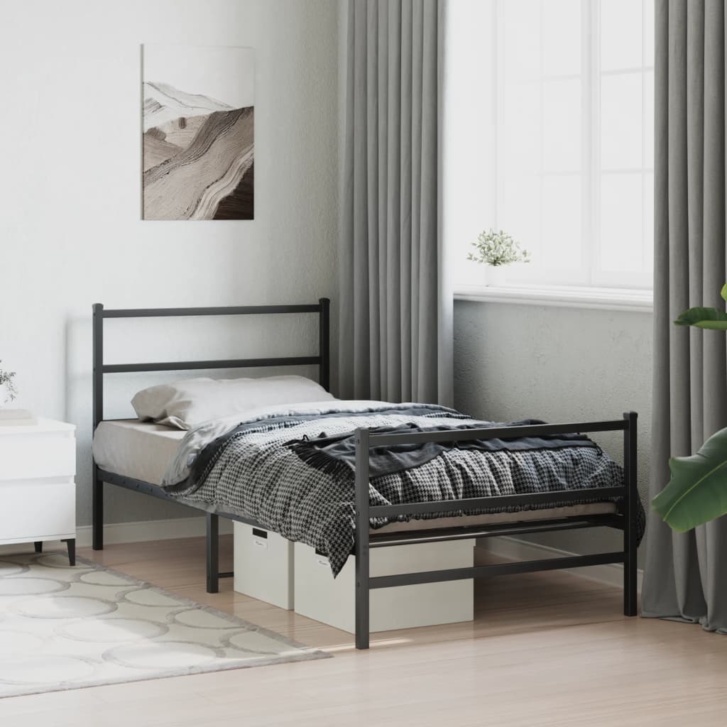 Bedframe Met Hoofd- En Voeteneinde Metaal 100 x 200 cm Zwart