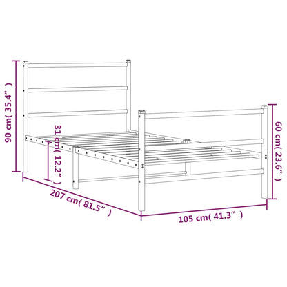 Bedframe Met Hoofd- En Voeteneinde Metaal 100 x 200 cm Zwart