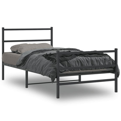 Bedframe Met Hoofd- En Voeteneinde Metaal 100 x 200 cm Zwart