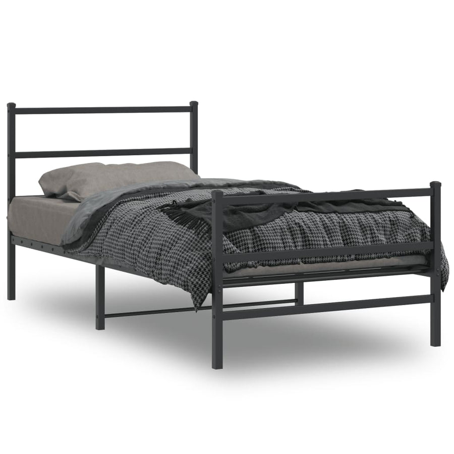 Bedframe Met Hoofd- En Voeteneinde Metaal 100 x 200 cm Zwart
