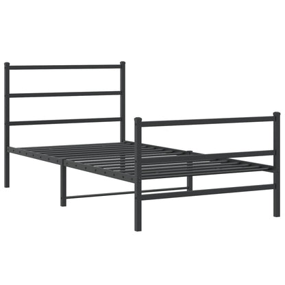 Bedframe Met Hoofd- En Voeteneinde Metaal 107 x 203 cm Zwart met hoofdbord & voetbord