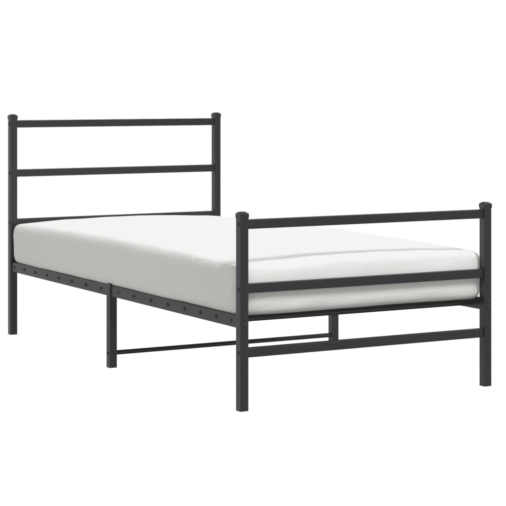 Bedframe Met Hoofd- En Voeteneinde Metaal 107 x 203 cm Zwart met hoofdbord & voetbord