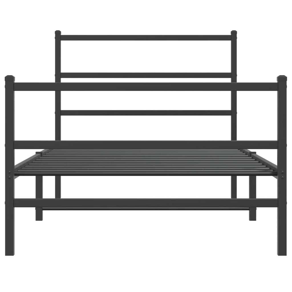 Bedframe Met Hoofd- En Voeteneinde Metaal 107 x 203 cm Zwart met hoofdbord & voetbord