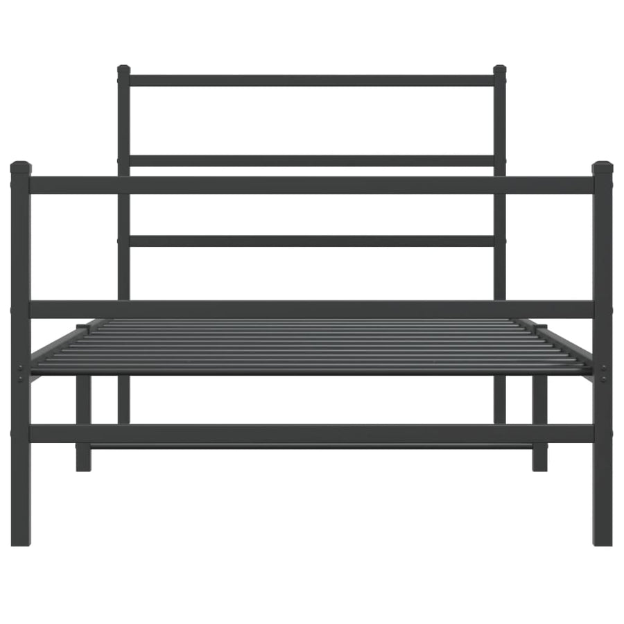 Bedframe Met Hoofd- En Voeteneinde Metaal 107 x 203 cm Zwart met hoofdbord & voetbord