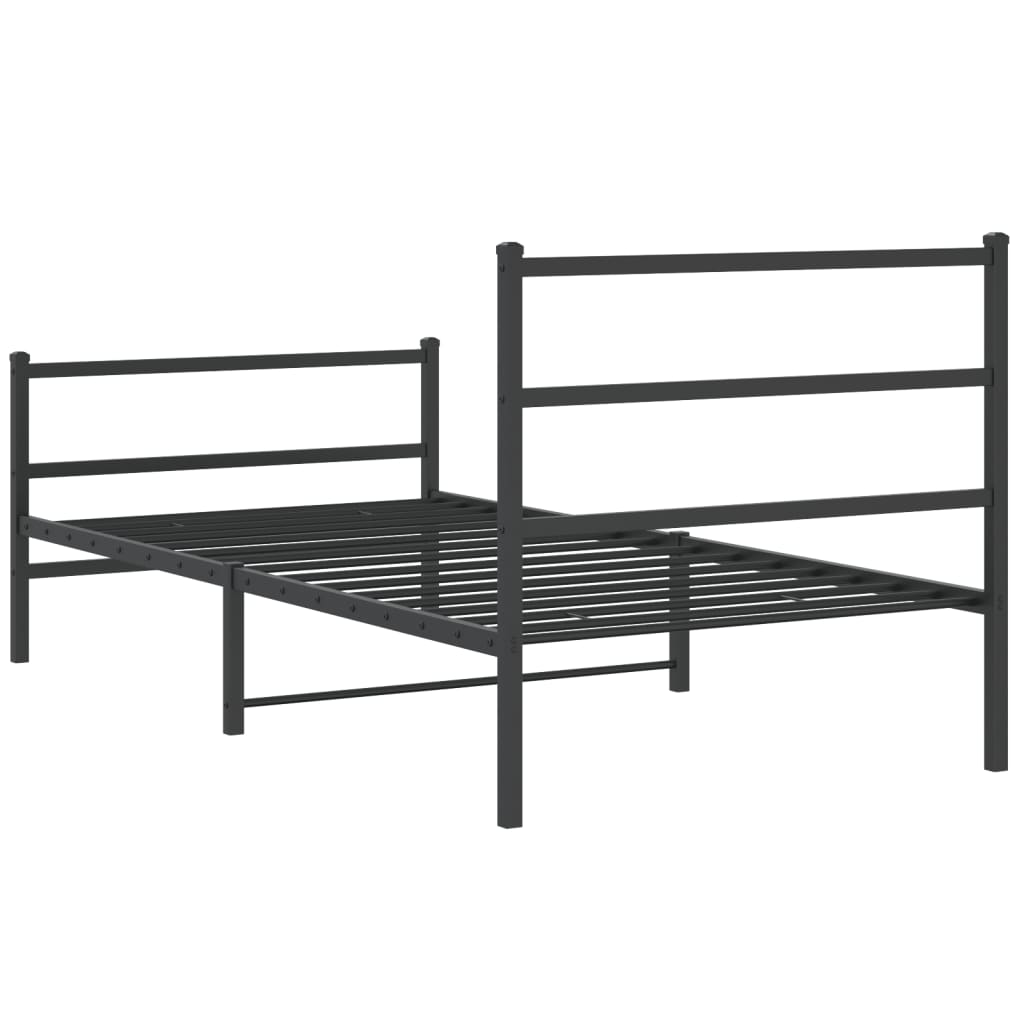 Bedframe Met Hoofd- En Voeteneinde Metaal 107 x 203 cm Zwart met hoofdbord & voetbord