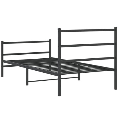 Bedframe Met Hoofd- En Voeteneinde Metaal 107 x 203 cm Zwart met hoofdbord & voetbord