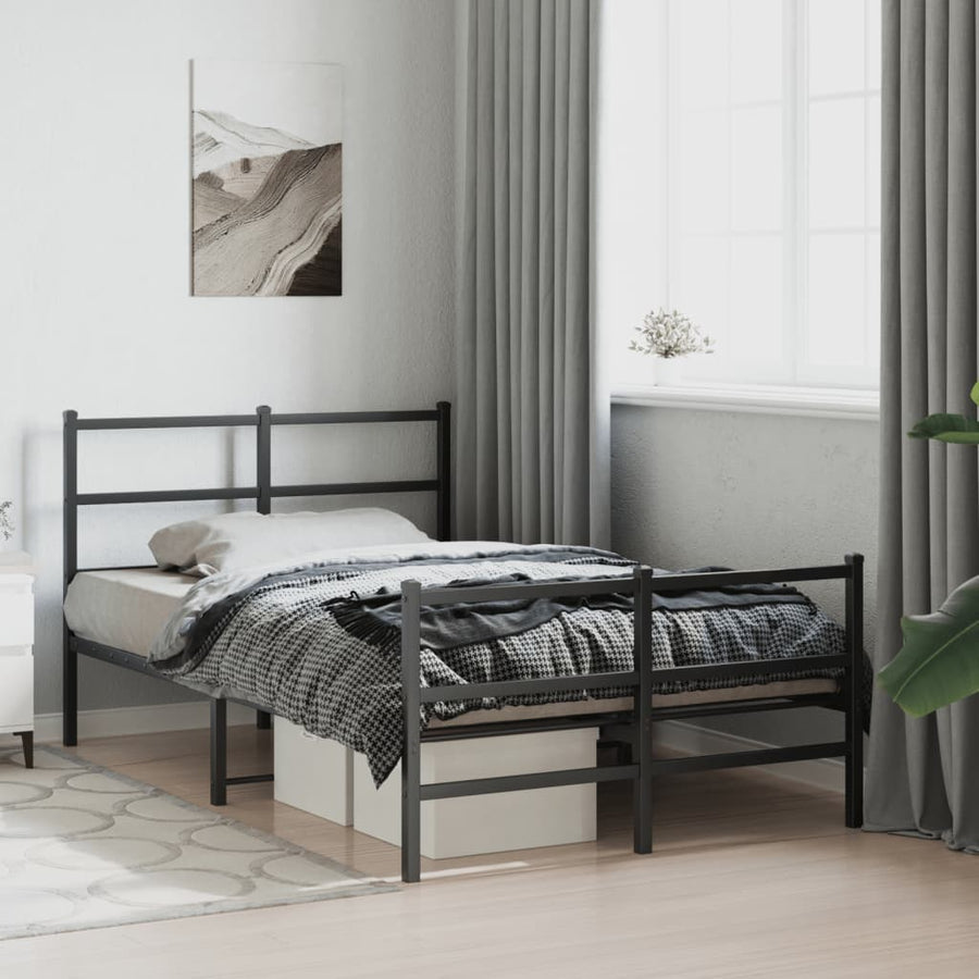 Bedframe Met Hoofd- En Voeteneinde Metaal 120 x 190 cm Zwart