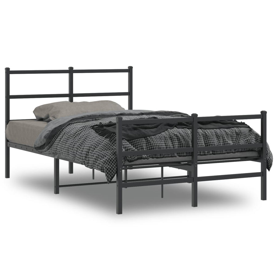 Bedframe Met Hoofd- En Voeteneinde Metaal 120 x 190 cm Zwart