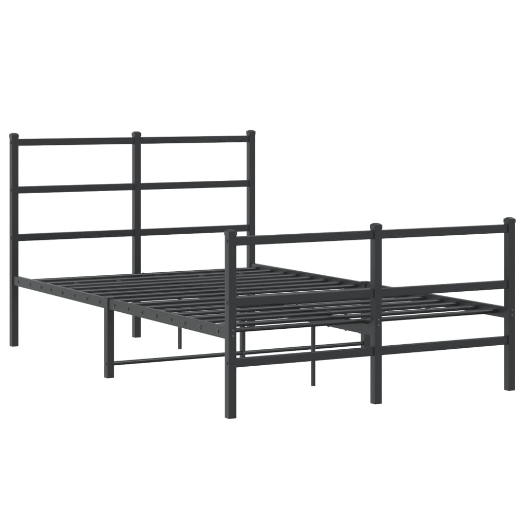 Bedframe Met Hoofd- En Voeteneinde Metaal 120 x 200 cm Zwart met hoofdbord & voetbord