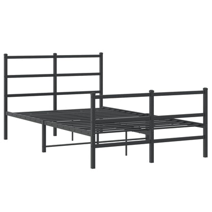 Bedframe Met Hoofd- En Voeteneinde Metaal 120 x 200 cm Zwart met hoofdbord & voetbord