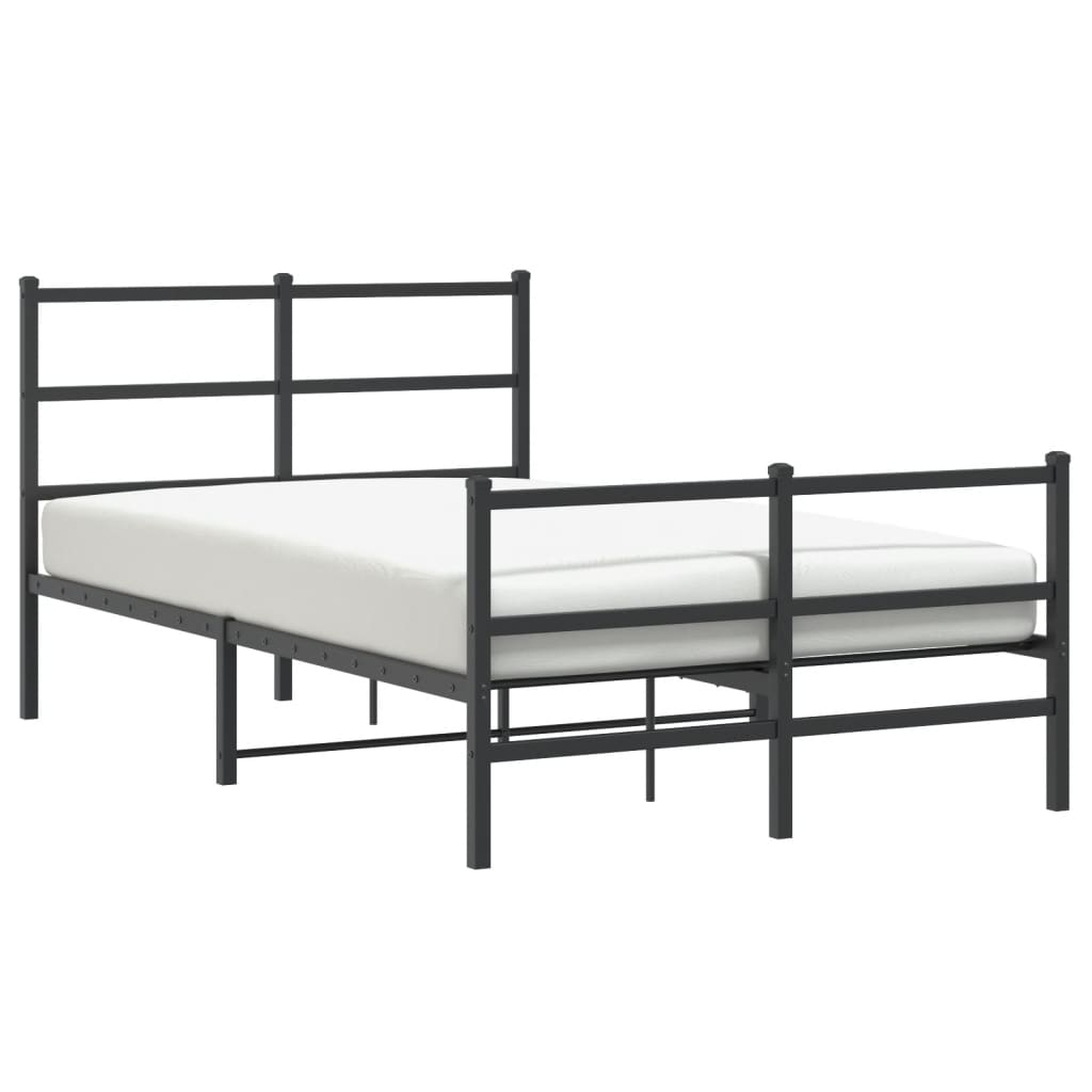 Bedframe Met Hoofd- En Voeteneinde Metaal 120 x 200 cm Zwart met hoofdbord & voetbord